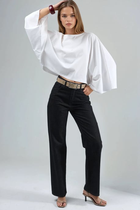 Loose Fit Boat Neck Blouse - Image 4