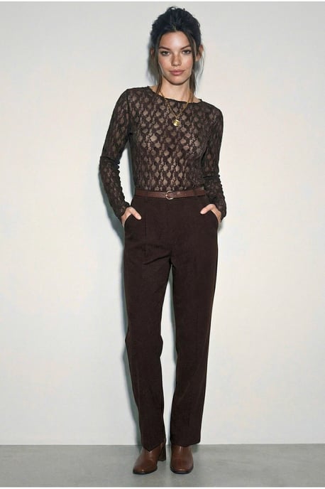 Kant Crew Neck Lange Mouwen Blouse - Image 3