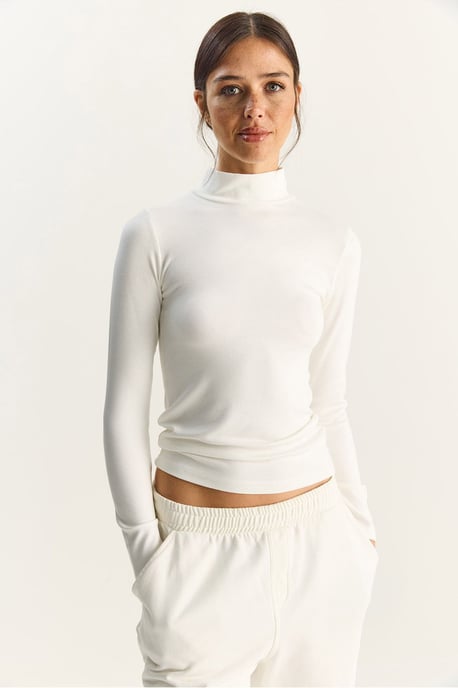 Slim Fit Lange Mouwen Halve Turtleneck Top - Image 2