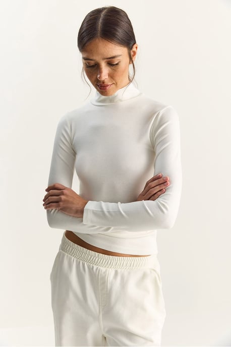 Slim Fit Lange Mouwen Halve Turtleneck Top - Image 6