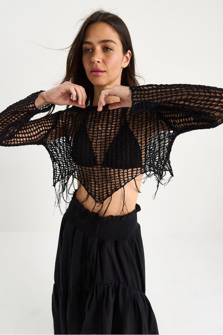 Rimpelige Halter Nek Textuur Crop Blouse - Image 3