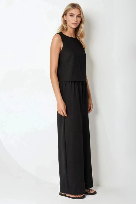 Linnen Voel Blouse & Elastische Taille Broek Tweedelige Coördinatie Set - Image 2