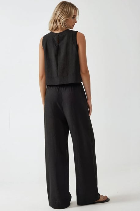 Linnen Voel Blouse & Elastische Taille Broek Tweedelige Coördinatie Set - Image 4