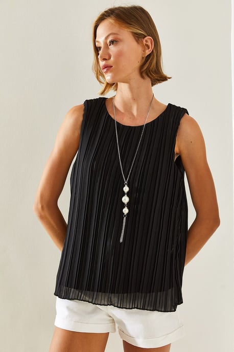Gestructureerde Sifonblouse met Accessoire Detail - Image 3