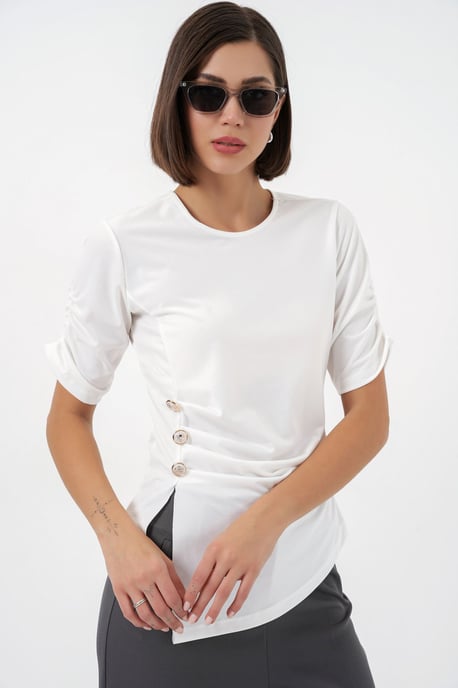 Ronde Hals Knopblouse - Image 3