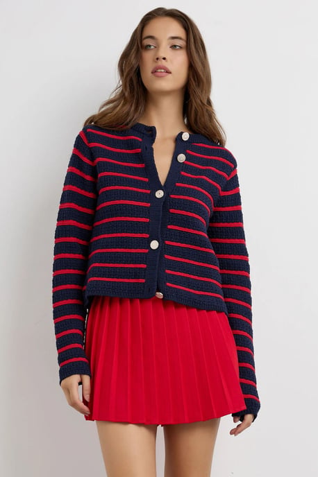 Buttoned Striped Cardigan - Image 3