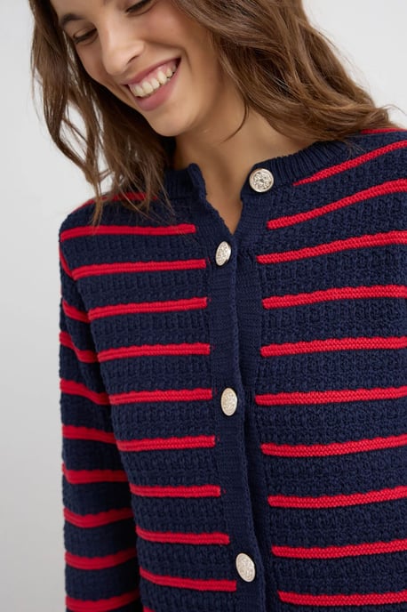 Buttoned Striped Cardigan - Image 5