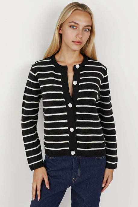 Buttoned Striped Cardigan - Image 4