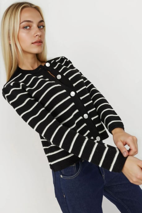 Buttoned Striped Cardigan - Image 5