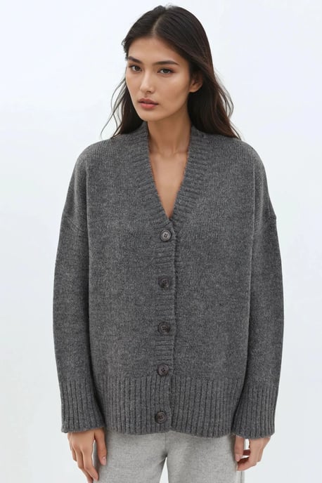 Tjock V-ringad stickad cardigan - Image 2