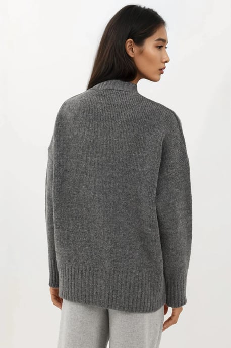 Tjock V-ringad stickad cardigan - Image 3