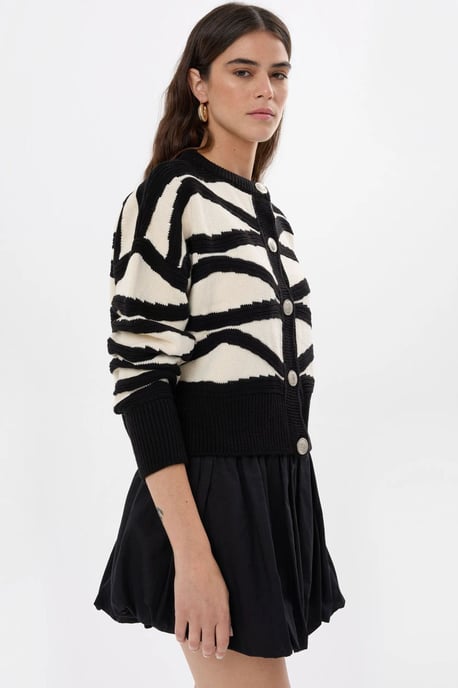 Striped Buttoned Long Sleeve Cardigan - Image 4