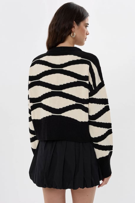 Striped Buttoned Long Sleeve Cardigan - Image 5