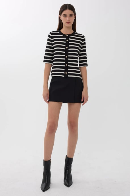 Kortärmad randig knäpp cardigan - Image 2