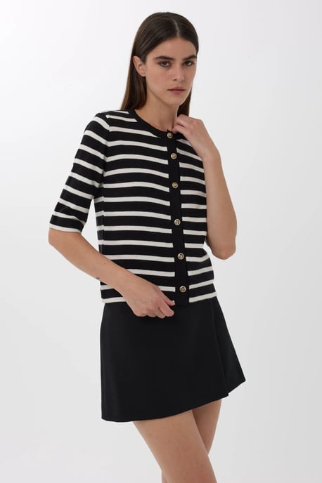 Kortärmad randig knäpp cardigan - Image 3
