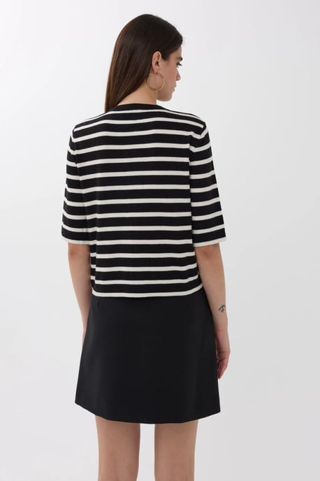Kortärmad randig knäpp cardigan - Image 4