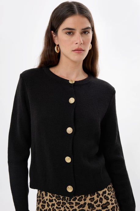 Buttoned Knit Cardigan - Image 1