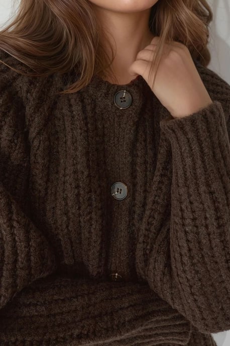 Textured Knit Cardigan with Button - Image 3