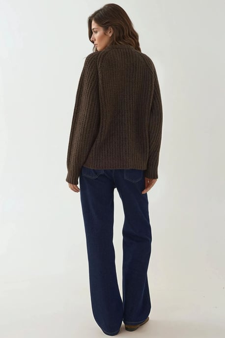 Textured Knit Cardigan with Button - Image 4