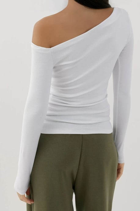 Asymmetrisk Krage Slim Fit Långärmad Topp - Image 3
