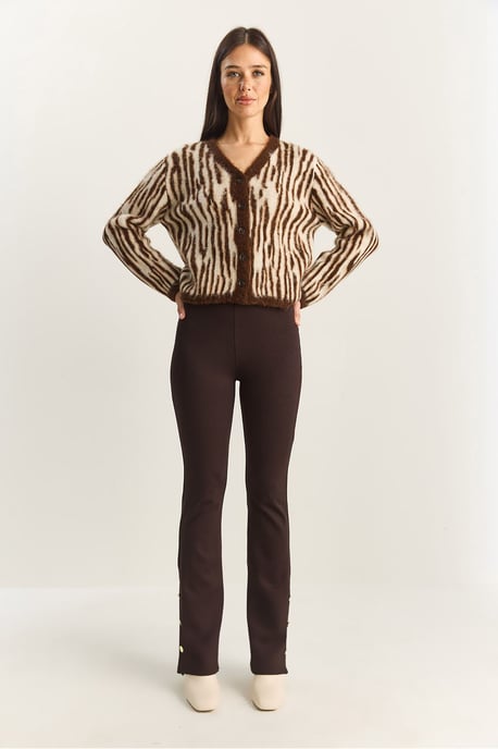 Hoge Taille Flared Leggings met Knoopdetail - Image 2