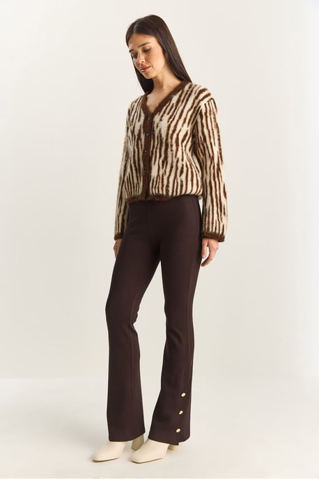 Hoge Taille Flared Leggings met Knoopdetail - Image 3