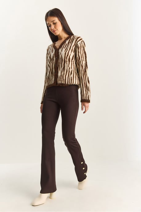 Hoge Taille Flared Leggings met Knoopdetail - Image 4