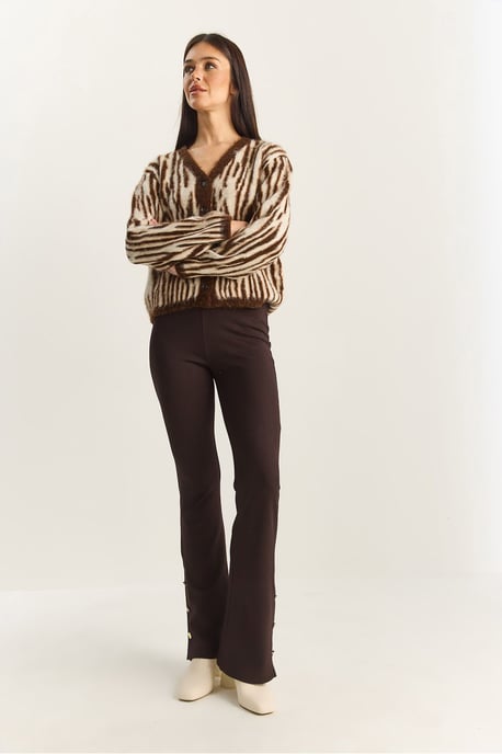Hoge Taille Flared Leggings met Knoopdetail - Image 5