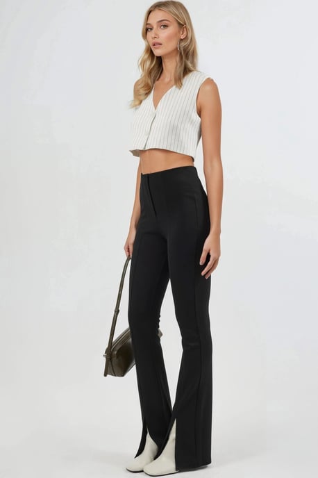 Hoge Taille Split Gedetailleerde Flair Leggings - Image 5