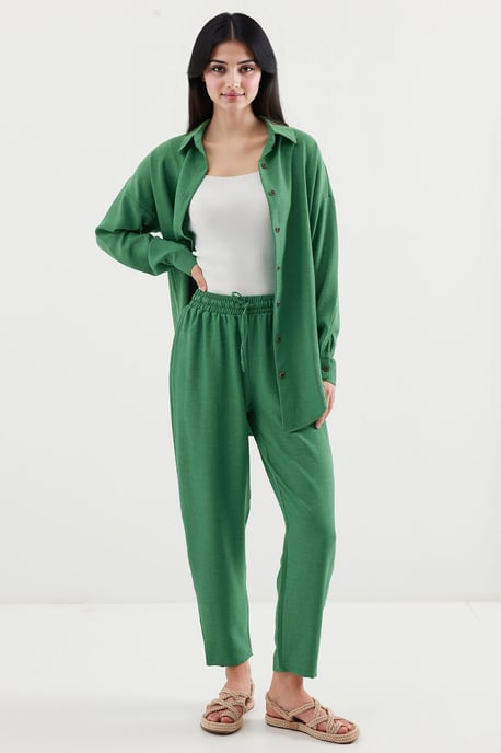 Linnenmix Lange Mouwen Shirt en Broeken Set - Image 2