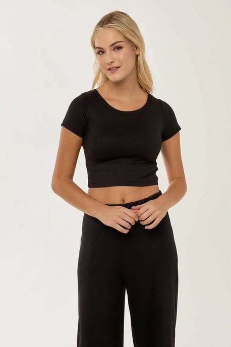 Stickad kort tröja och byxor med elastiskt bälte set - Image 2