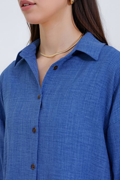 Linnenmix Lange Mouwen Shirt en Broek Set - Image 3