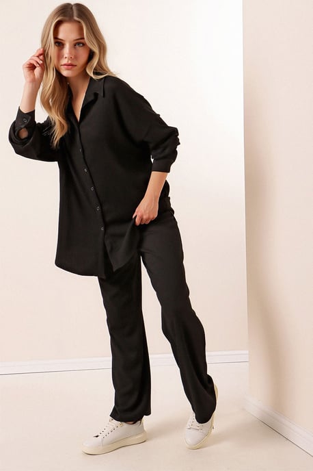 Textuur Langsleeve Gebreid Shirt & Broek Gebreide Set - Image 2