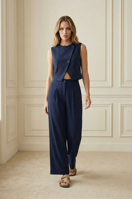 Hoge Taille Wijde Pijpen Twee-Delige Set - Image 3