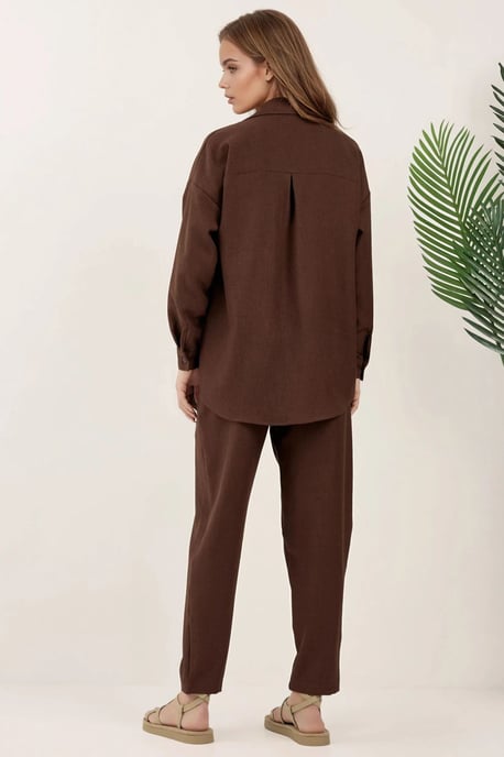 Linnenmix Lange Mouw Shirt en Broek Co-ord Set - Image 4