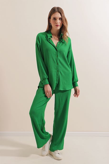 Geweven Longsleeve Trui en Broek Garen Co-ord Set - Image 2