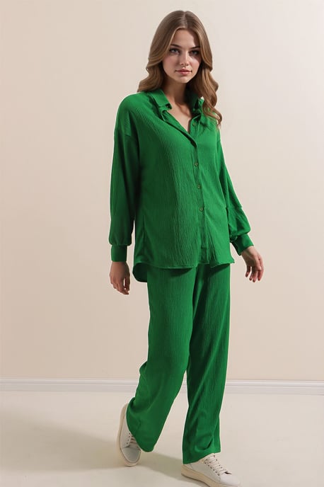 Geweven Longsleeve Trui en Broek Garen Co-ord Set - Image 3