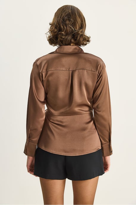 Satijnen V-hals Shirt met Striksluiting - Image 6