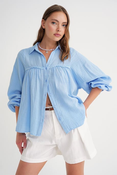 Texturerad bomullsbutton-up skjorta - Image 3
