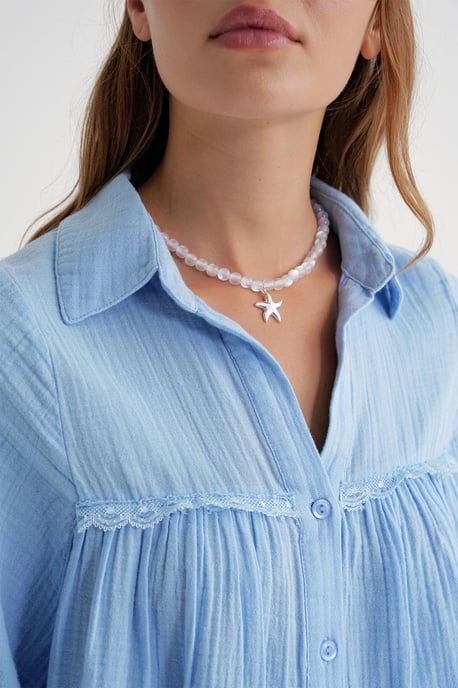 Texturerad bomullsbutton-up skjorta - Image 6