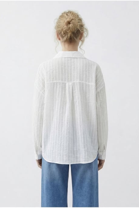 Losse Pasvorm Gestreepte Blouse met Strikdetails - Image 4