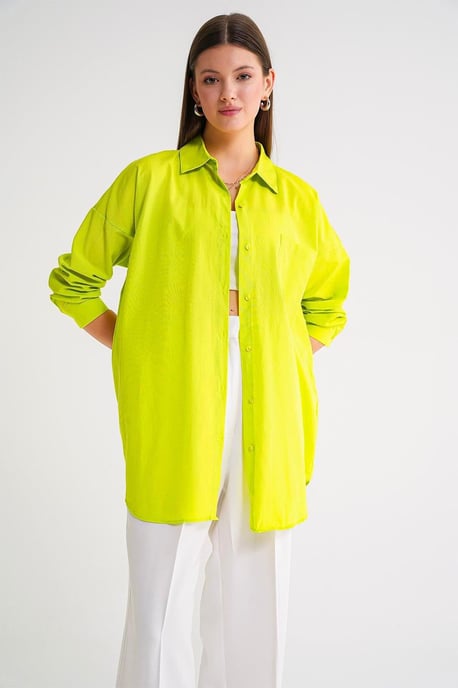 Overmatige Lange Mouwen Knop-Up Poplin Shirt - Image 3
