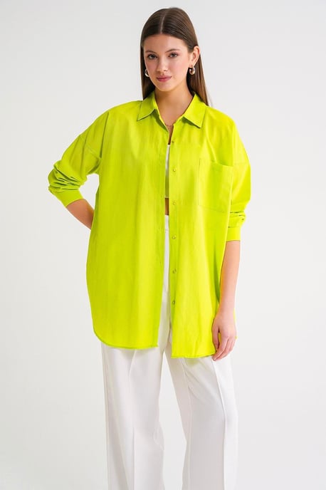 Overmatige Lange Mouwen Knop-Up Poplin Shirt - Image 4