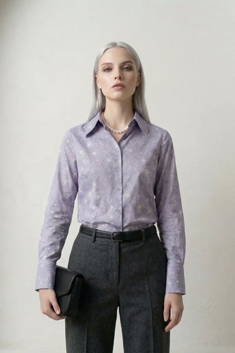 Abstract Print Button-Up Shirt - Image 1