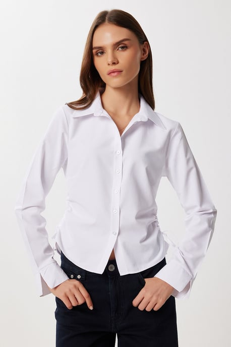 Getailleerde Poplin Shirt met Plissé Detail - Image 2