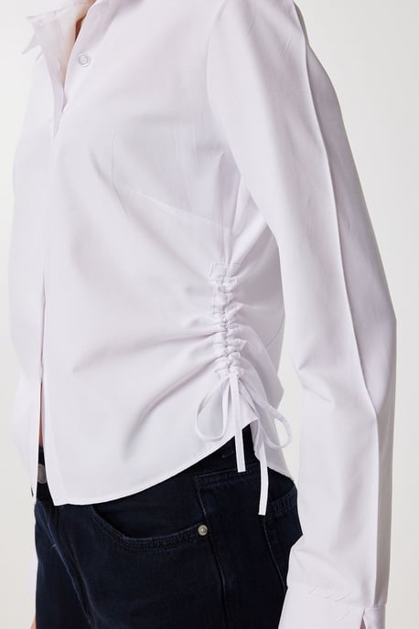 Getailleerde Poplin Shirt met Plissé Detail - Image 4