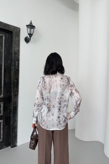 Gedrukte Crêpe Knopshirt - Image 3