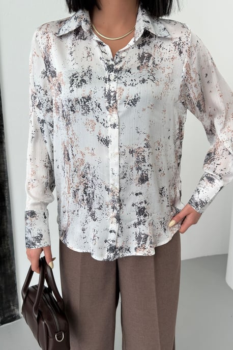 Gedrukte Crêpe Knopshirt - Image 4