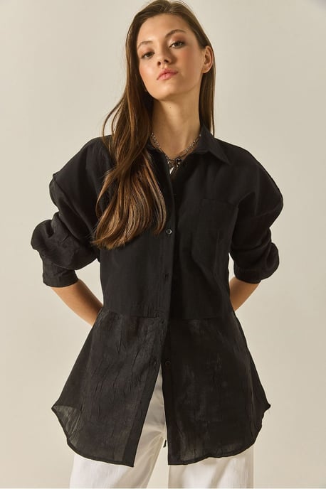 Oversized Organza Blouse met Lange Mouwen en Knoopsluiting - Image 2