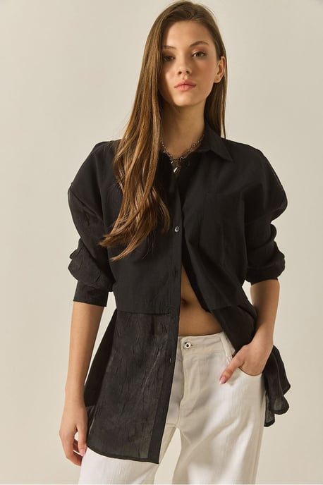 Oversized Organza Blouse met Lange Mouwen en Knoopsluiting - Image 4
